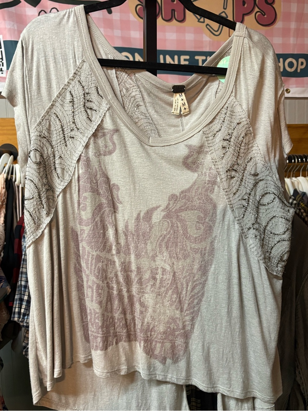WE THE FREE MEDIUM ✨ boho tee gray VGUC
